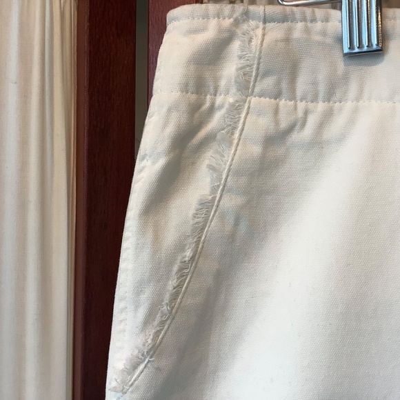 Leo & Sage Womens White Cotton Ankle Pants Wide Leg Fringe Pockets Size 8 NWT - Picture 3 of 8